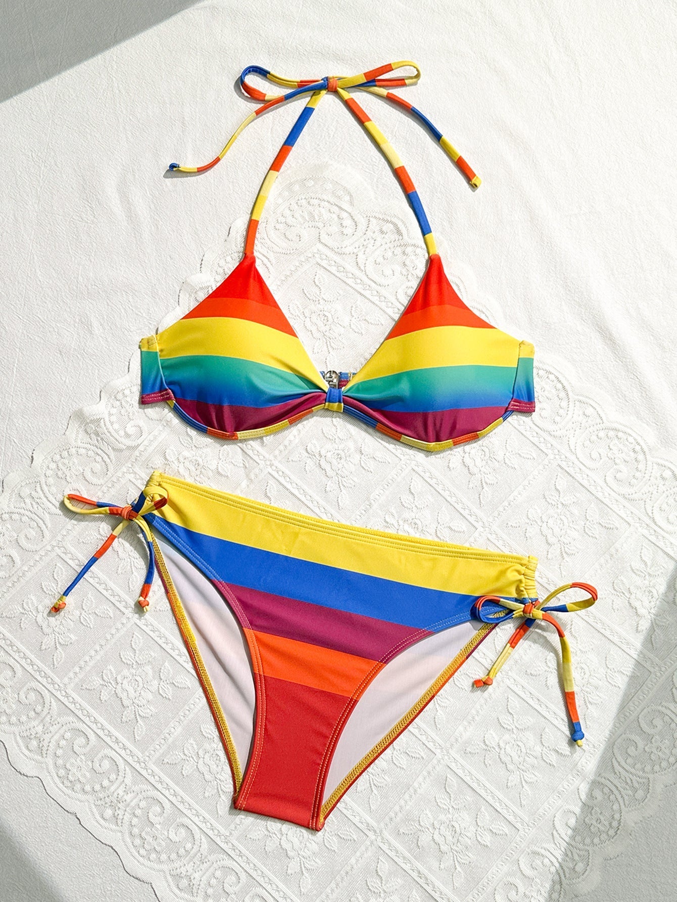 Rainbow Series Sexy Bikini Women Split Swimsuit Popular Lace Up Adjustable Swimsuit Bella Mia